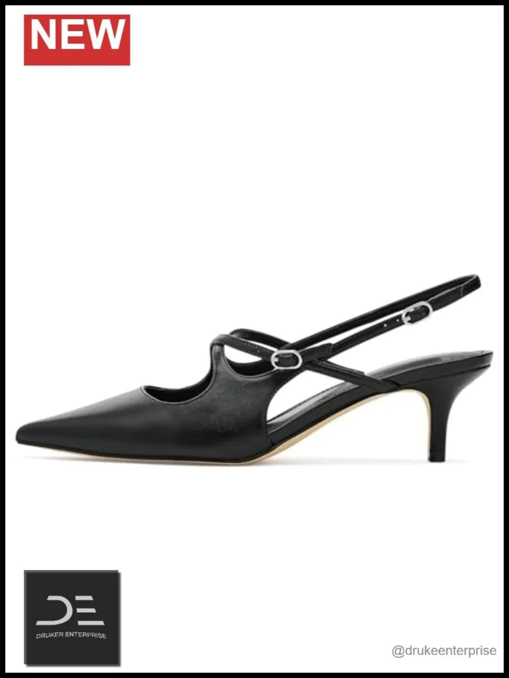 Faux Leather Pointed Toe Kitten Heel Dress Pumps with Ankle Strap